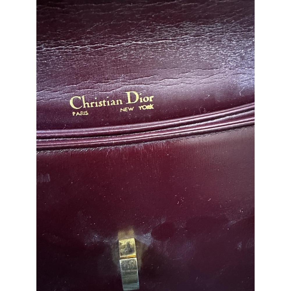 Vintage Christian Dior Burgundy Bag Gold Hardware Shoulder Strap or Clutch. - Picture 3 of 7